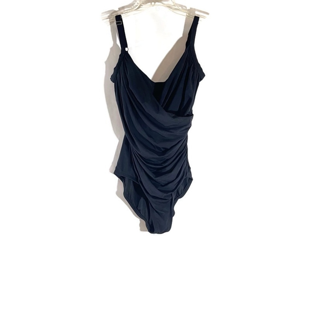 Jantzen Draped One Piece Black Swimsuit
